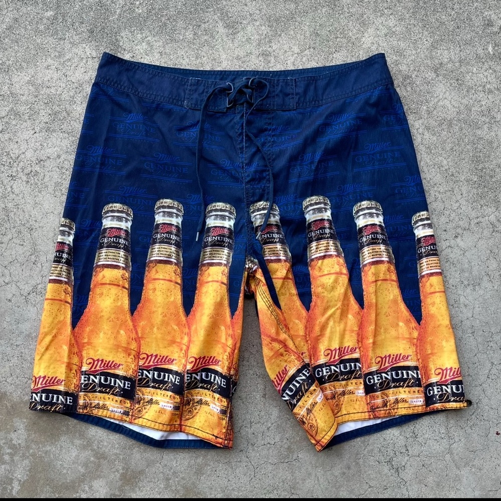 Miller Genuine Draft Men's Beer Board Shorts Swim Trunks Surf beach pool summer